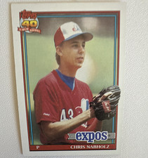 Topps 1991 Chris Nabholz Montreal Expos Rookie #197 MLB Baseball Card. rookie card picture