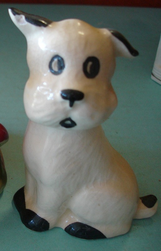 Cute Antique Dog Figurine Ceramic Hand Made Dated 1947 One of a Kind Signed Org