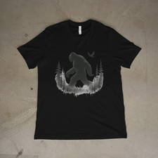 Bigfoot Silhouette Forest Night Sasquatch Outdoor Adventure Graphic T-Shirt