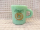 RONNIE'S DONUT SHOP Fire-King Jadite Restaurant Ware Advertising Coffee Mug