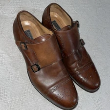 Johnston & Murphy Italy Men’s Double Monk Dress Shoes Size 9 M Brown Leather 