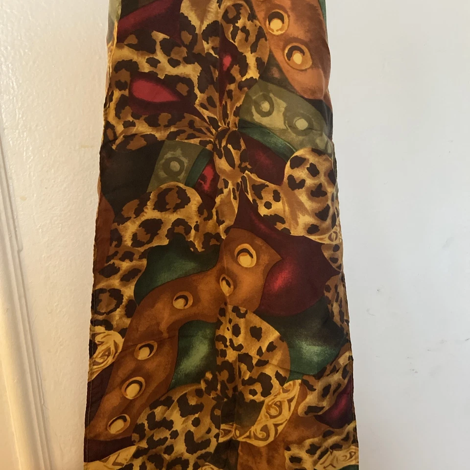 Cachecol de seda vintage com estampa de animais manchas leopardo artístico - Imagem 4 de 4