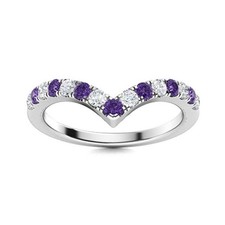 Amethyst Gemstone Sterling Silver Wedding Full Eternity Wife Ring Jewelry