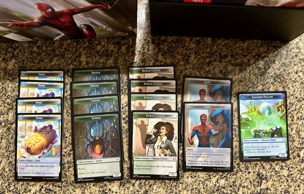 Magic The Gathering Spider-Man TOKEN Copia/Ciudadano Humano/Villano Ilusión/Robot/Comida/Tesoro X15