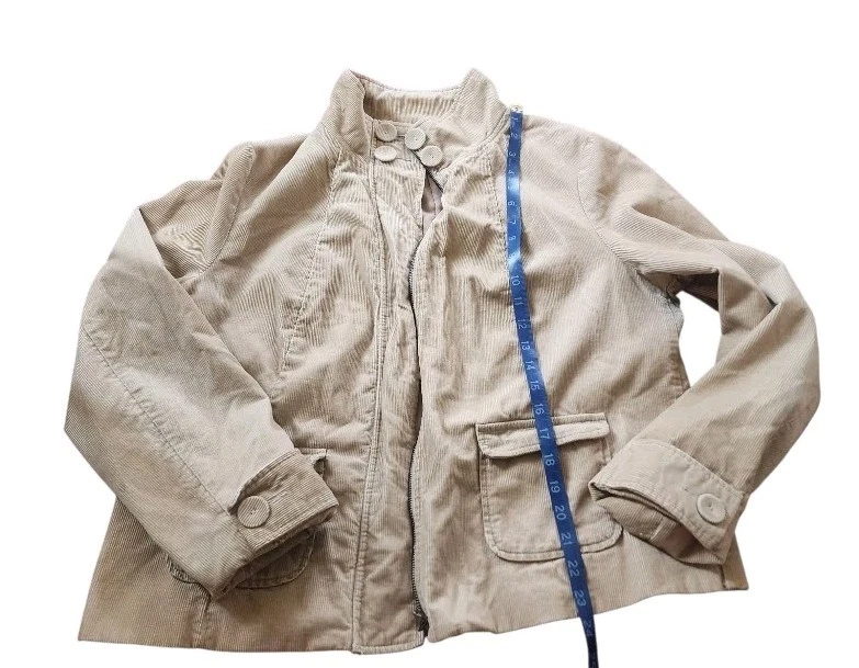 Chaqueta De Colección Merona Mujer XXL Beige Pana Cremallera Frontal Utilidad Y2k Retro Clásica Foto 3 de 4
