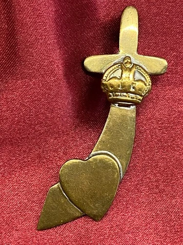 WW1/2 Trench Art Sword with Crown & Loveheart Sweetheart Brooch w/fixing