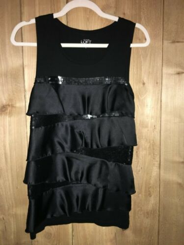 Ann Taylor Loft Womens Black Sleeveless Top w Sequins Size Small New  - Foto 1 di 2