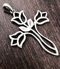 Retired James Avery Large Tulip Flower Cross Pendant