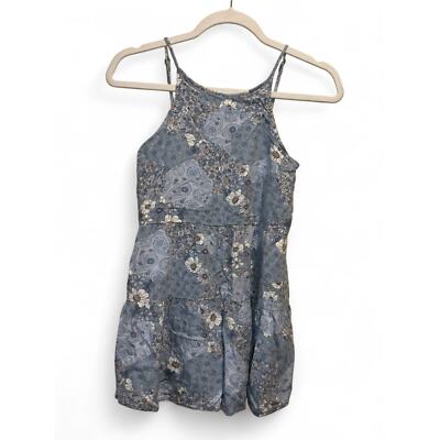 Abercrombie Kids Girls Floral Blue Tank Romper Pockets 13/14