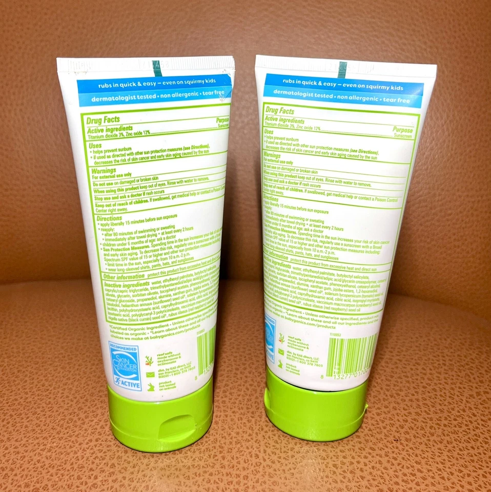 2x Babyganics Kids Mineral Protector Solar Loción Amplio Espectro FPS 50 6oz Tubo Foto 2 de 2