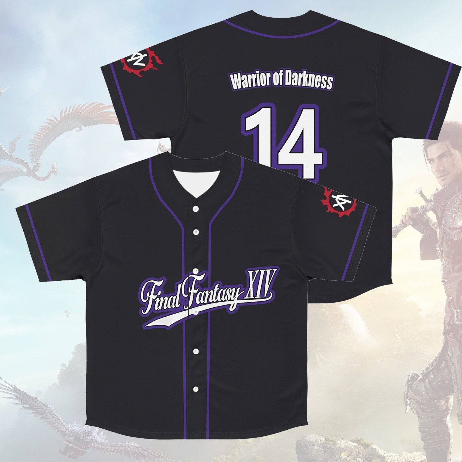 Camiseta de béisbol en línea FFXIV Warrior of Darkness MMORPG