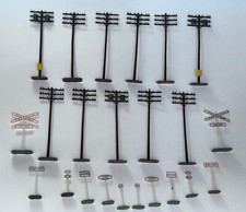 Lot of HO Scale Telephone Poles / Utility Poles   Signs for Model Railroad