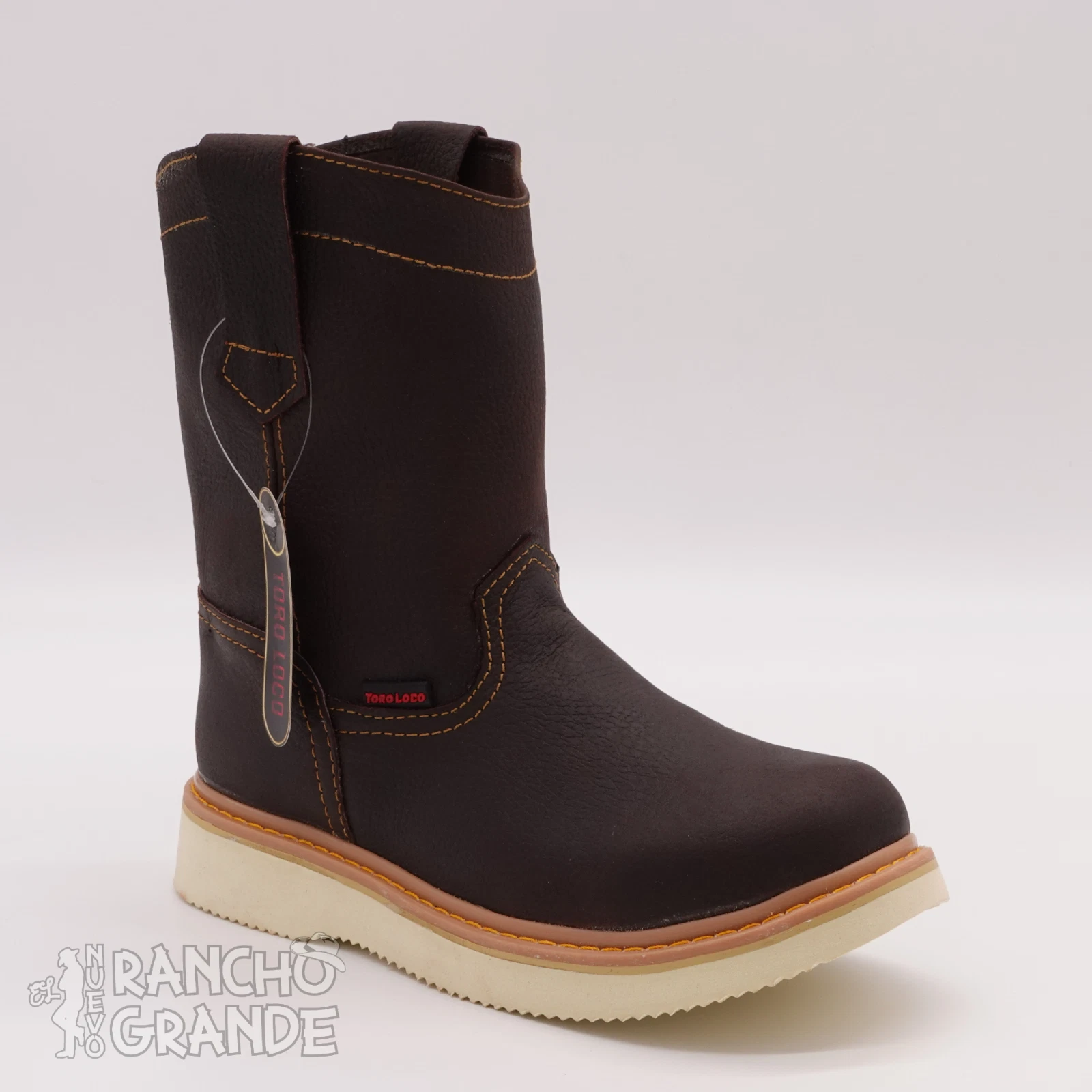 Leather Work Boots Light Weight Pull On Brown - oil slip resistant + Free Belt