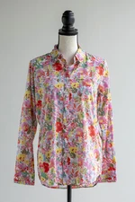 JOULES UK Ladies "Lucie" Pink Floral Blouse, Size 8-10 US, 100% Cotton