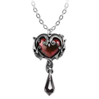 Alchemy Gothic Petite Affair du Coeur Pendant Red Heart Skulls