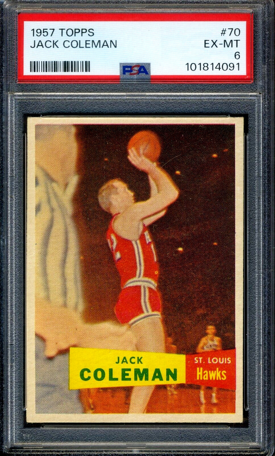 1957 Topps #70 Jack Coleman PSA 6 EX-MT *St Louis Hawks*