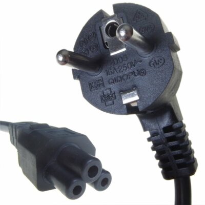 2m Schuko Stecker auf IEC C5 - Kleeblatt, Euro 2 Pin Netzkabel - Laptop Ladegerät