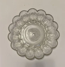 Indiana Glass Clear Hobnail Deviled Egg Plate Dish Platter 11" Vintage Holds 15