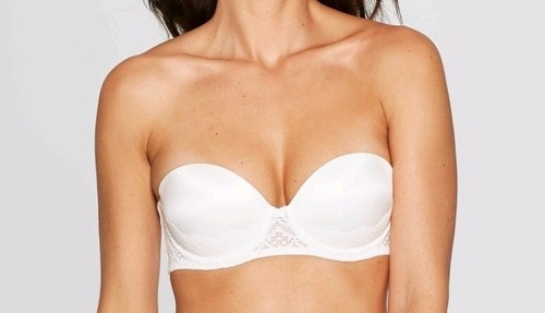 Auden Womens Size 40C Lace Push Up Bra Removable Straps/Strapless White NWT - Picture 3 of 11