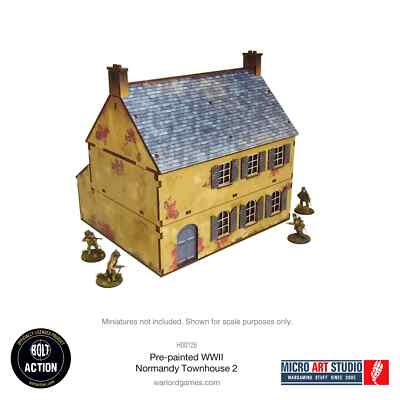 WW2 Normandy Townhouse 2 - Pre Painted MDF Scenery Bolt Action Micro Art Studios