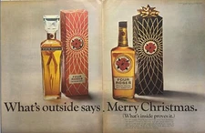 Four Roses Whiskey Merry Christmas Decanter Gift Box Vintage Print Ad 1967