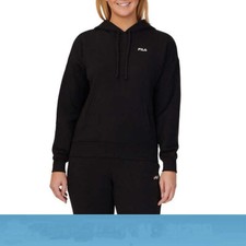 Fila Women's Fleece Pullover Hoodie Black XL 16-18 Ribbed Cuffs  Waistband