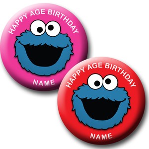 personalised cookie monster sesame street birthday badge magnets mirrors ebay