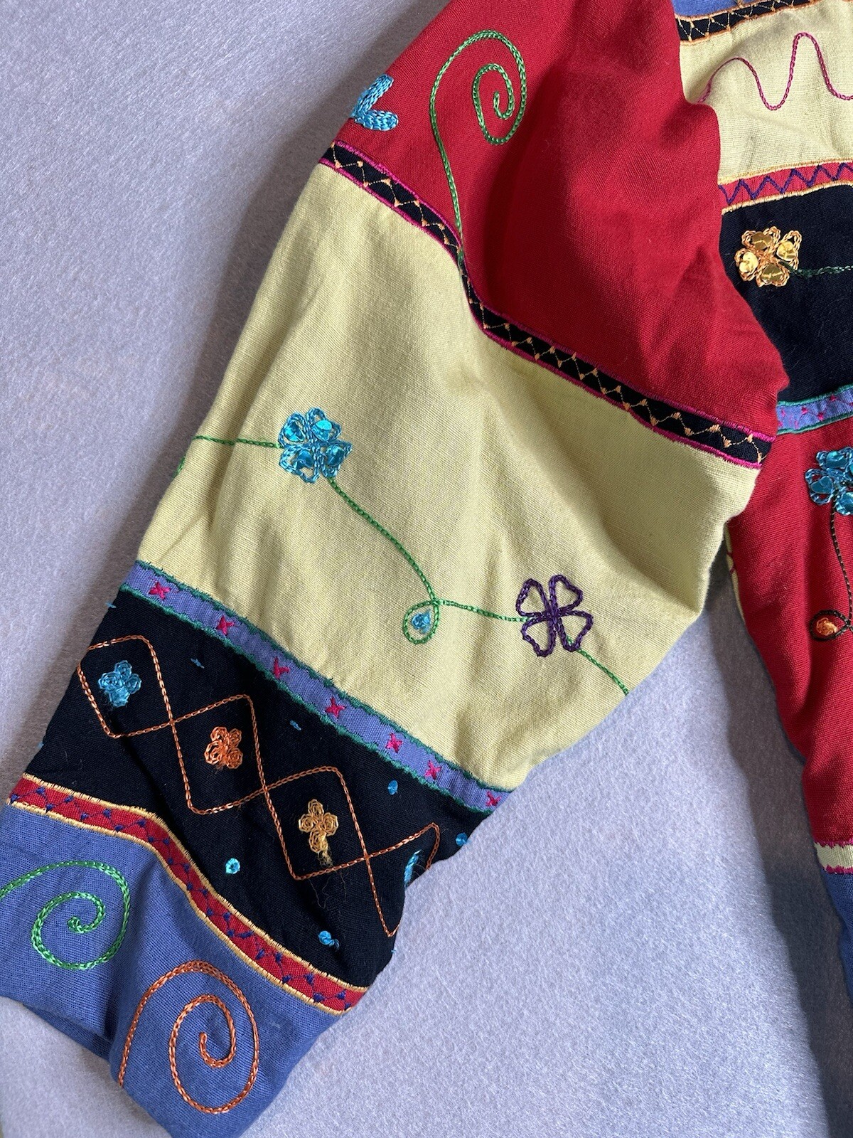 New Direction Patchwork Jacket Large Linen Blend … - image 6