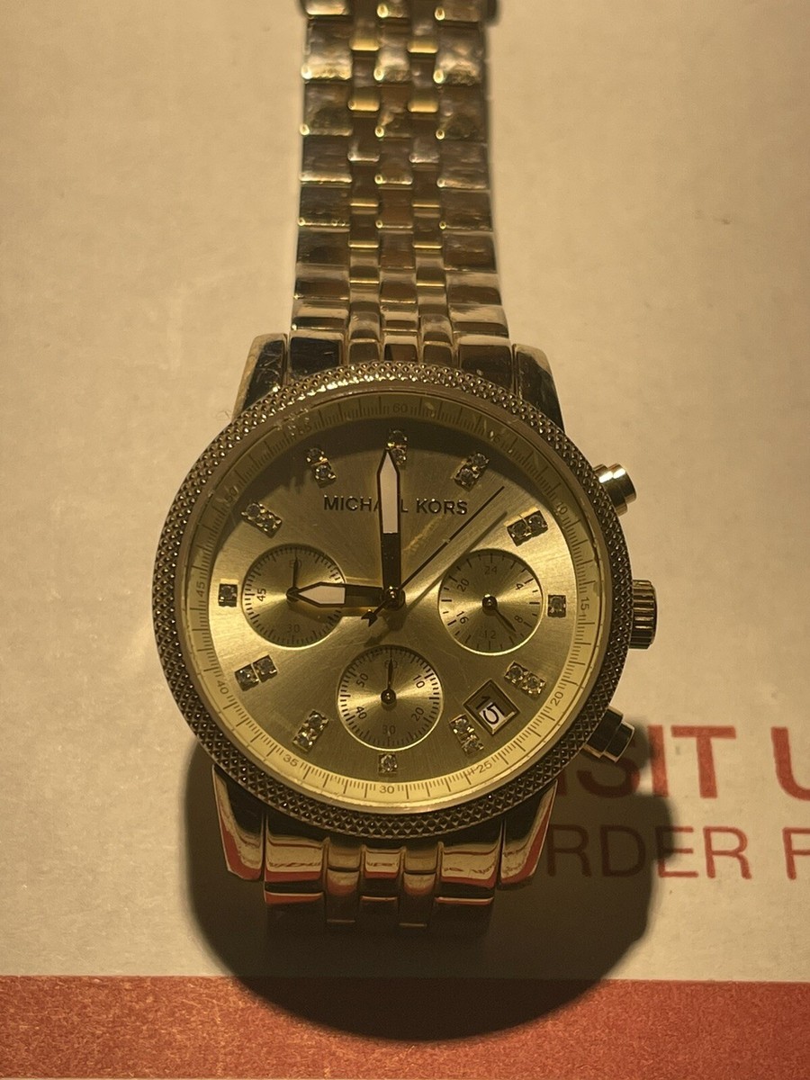 Michael Kors Gold Tone Ladies Chronograph Diamond MK5876 | eBay display picture 1