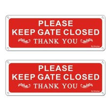 2 Pack Please Keep Gate Closed Sign Rust Free Aluminum UV Protected Weather R...