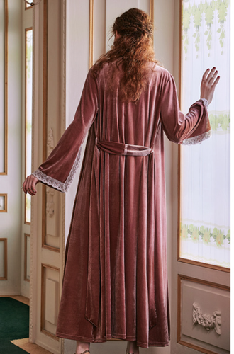 Romántico Mujeres Otoño Invierno Ropa de Dormir Camisón Vestido de Mañana Boda Conjunto de Bata - Imagen 4 de 6