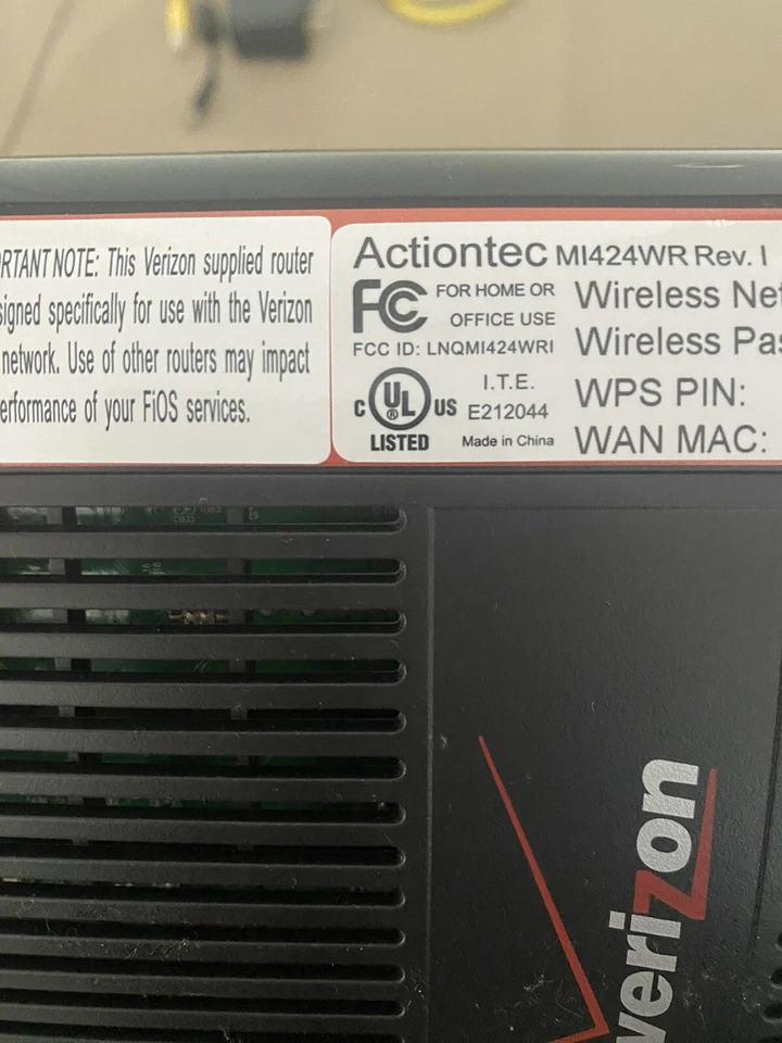 Verizon FIOS Actiontec MI424WR Rev 1 Wireless Router Cable Modem w/ Power Supply - Image 3 of 3