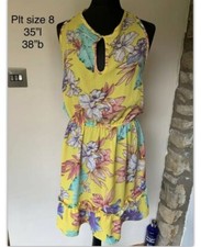 BNWT PLT Yellow Floral Halter Backless Summer Dress - Size 8