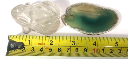 Lovely Quartz Crystal Frog on Green Agate Slice - tb - Picture 5 of 8