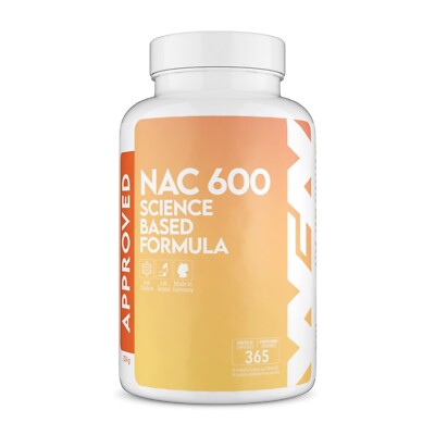 WFN Approved NAC 600mg pro Kapsel - 365 Kapseln Jahresvorrat N-Acetyl-L-Cystein