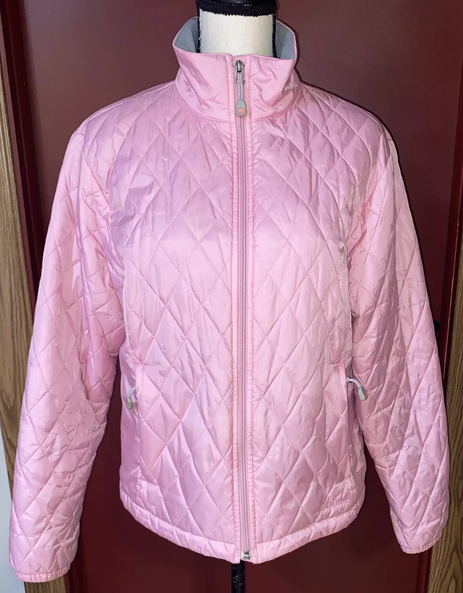 LL Bean Womens Nylon Quilted Lightweight Jacket Pink Zip Womens M