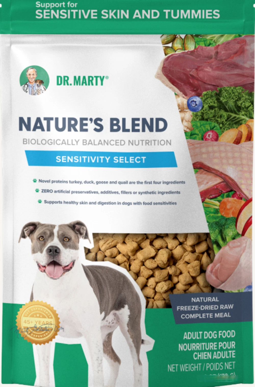 Dr. Marty Nature's Blend Sensitivity Select Freeze Dried Raw Dog Food 16oz
