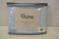 NWT Bare Home Sandwashed Premium Microfiber Blue Sheet Set Size Queen