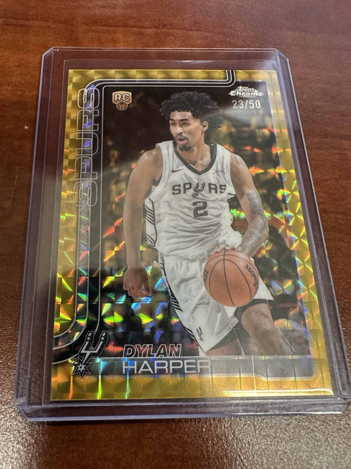 2025-26 Topps Chrome Dylan Harper RC Rookie Refractors Gold Geometric /50 - #252