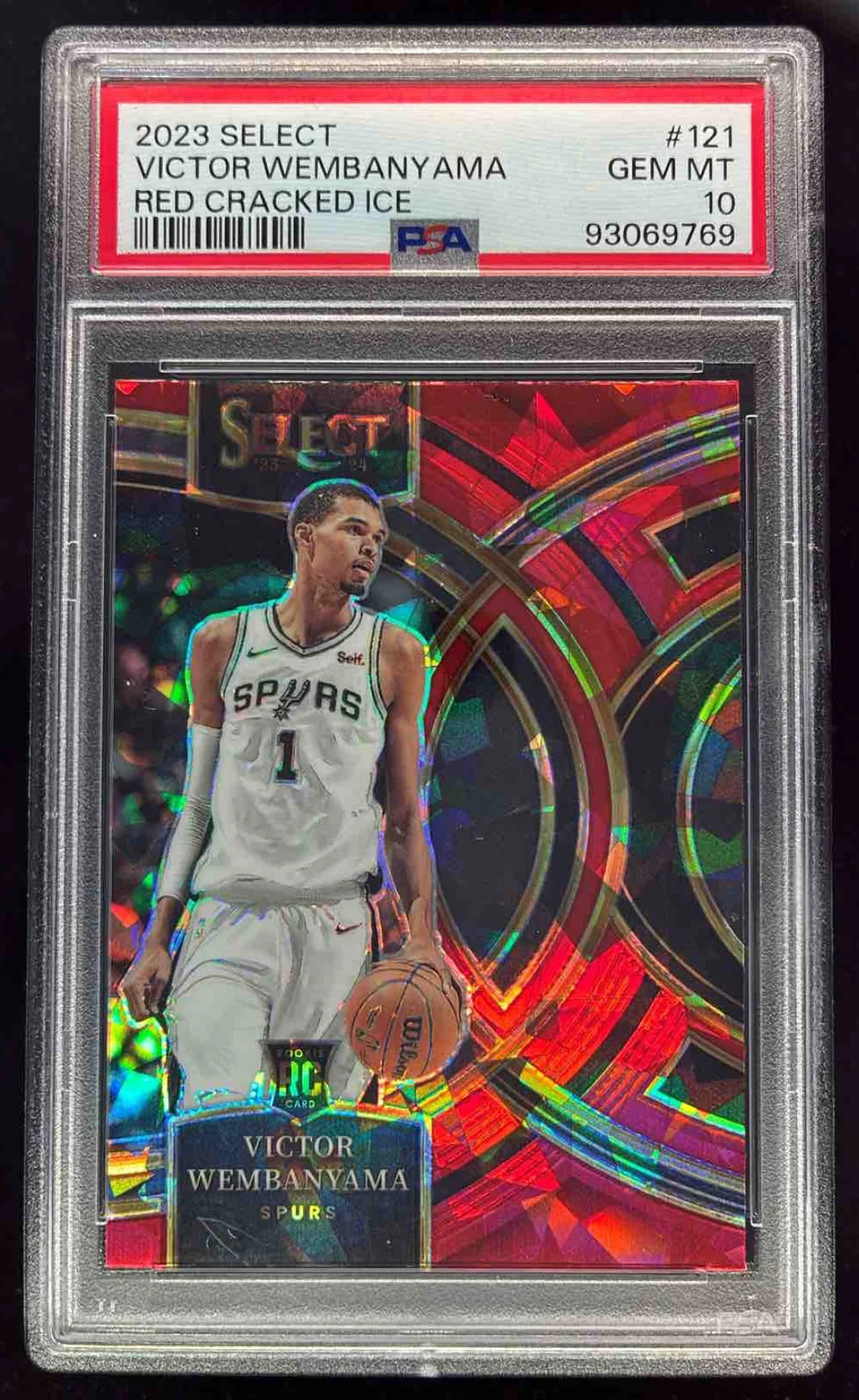 2023-24 Select Red Cracked Ice Prizms #121 Victor Wembanyama RC PSA 10