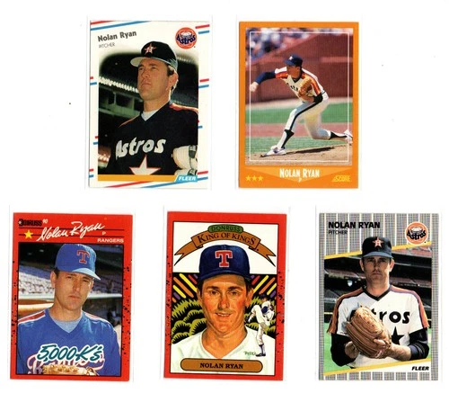 1988 - 1996 5 x Nolan Ryan Astros Rangers Vintage Baseball 5-Card Lot