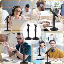 2 Sets Adjustable Desktop Mic Stand Tabletop Mic Stand Microphone Desk Stands