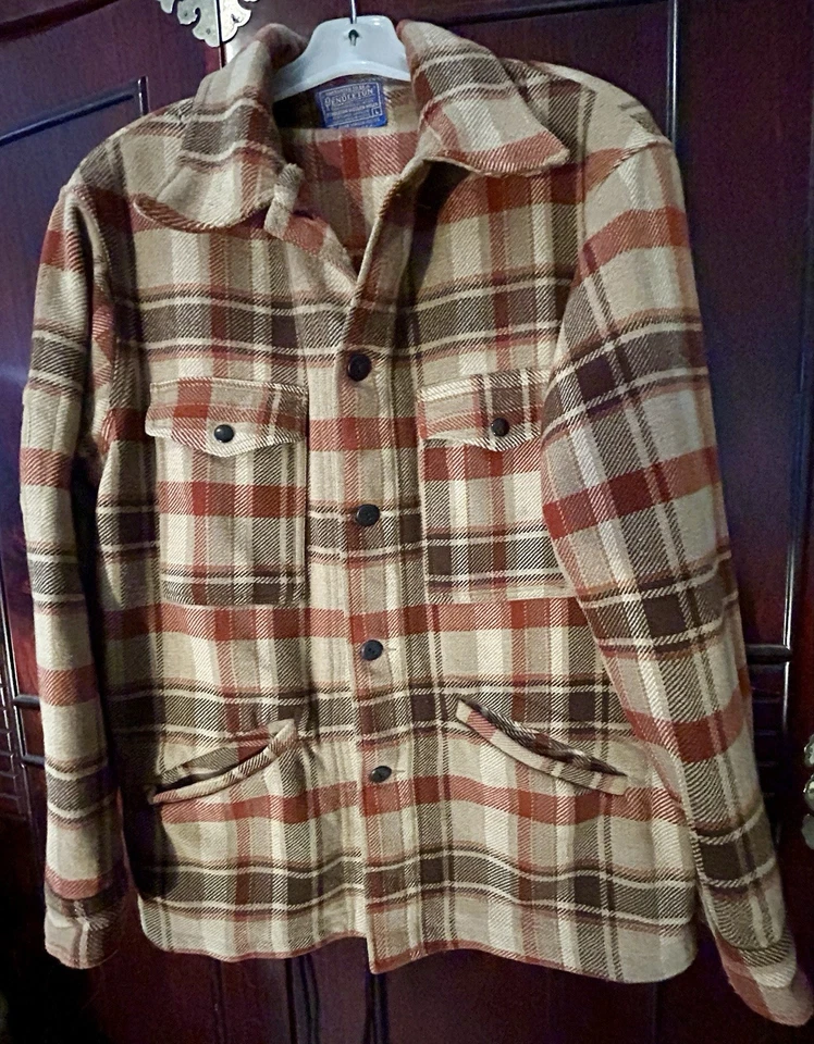 Vintage 70s Pendleton Mackinaw Cruiser Jacket Mens L Plaid Pure Wool USA - Image 3 of 4
