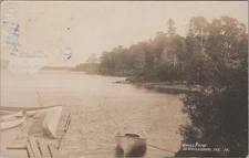 Jones Pond West Gouldsboro Maine Boats 1907 RPPC Real Photo Postcard