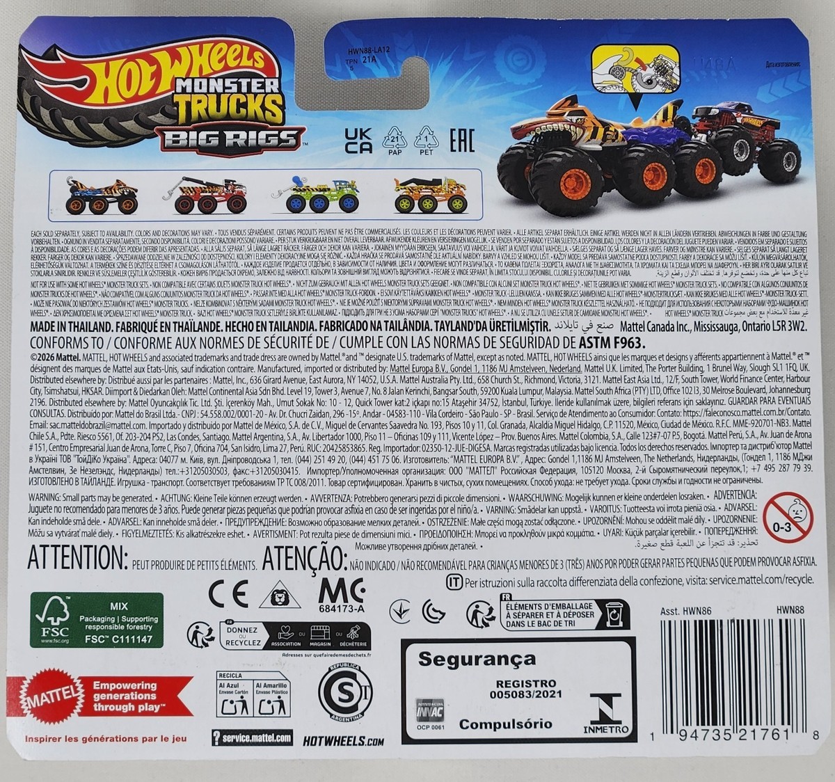 Hot Wheels Monster Trucks Big Rigs HW TIGER SHARK 2026 1:64