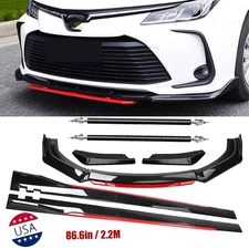 Front Bumper Lip Spoiler Splitter Side Skirt Glossy Black For Toyota Corolla U