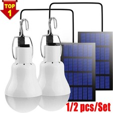 1/2x Portable Solar Panel Powered LED Lights Bulb Light Tent Outdoor Lamp Campin