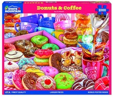 1000 Piece Jigsaw Puzzle Sweet Treats Donuts Coffee