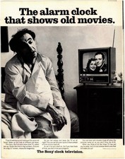 Sony 1969 Vintage Magazine Ad Original Solid State Clock Television B&W AD013