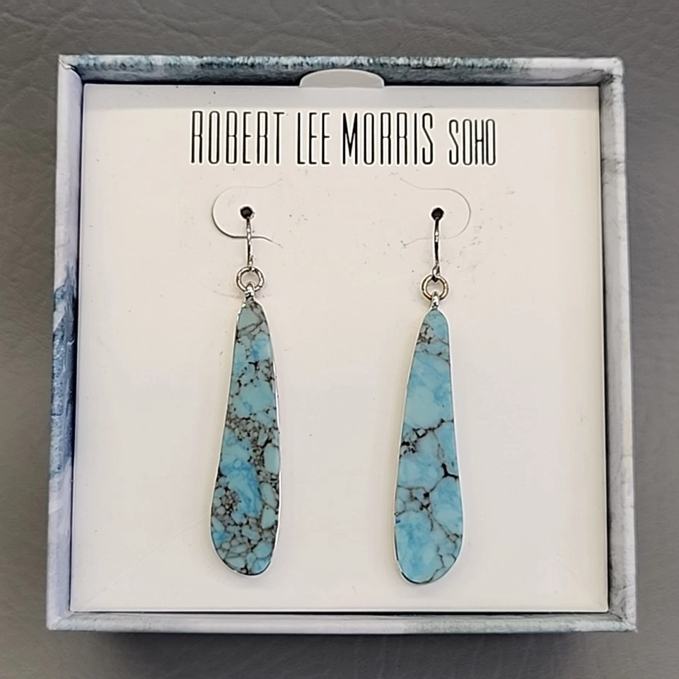 Robert Lee Morris SOHO Pendientes Perforados Imitación Turquesa Largo Cuelga 2 3/8" Foto 2 de 4
